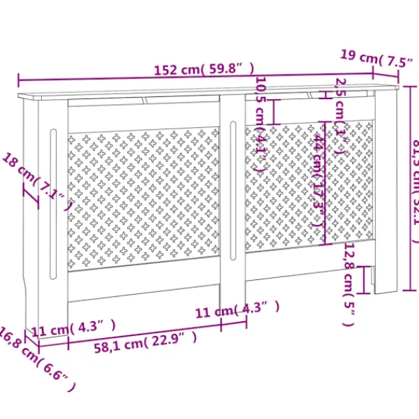 vidaXL Hyllor>Elementskydd 152x19x81,5 cm MDF