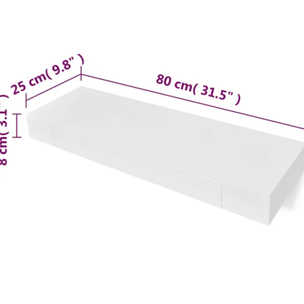 vidaXL Hyllor>Flytande vägghylla med låda MDF 80x25x8cm