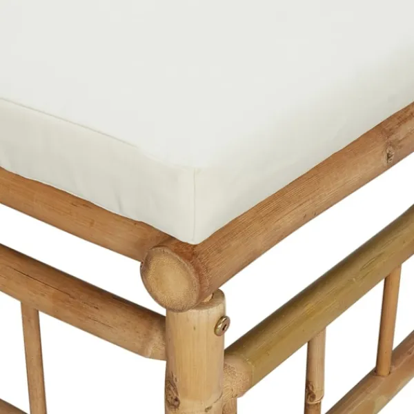 vidaXL Sittpuffar>Fotpall för trädgården med grädd dyna bambu