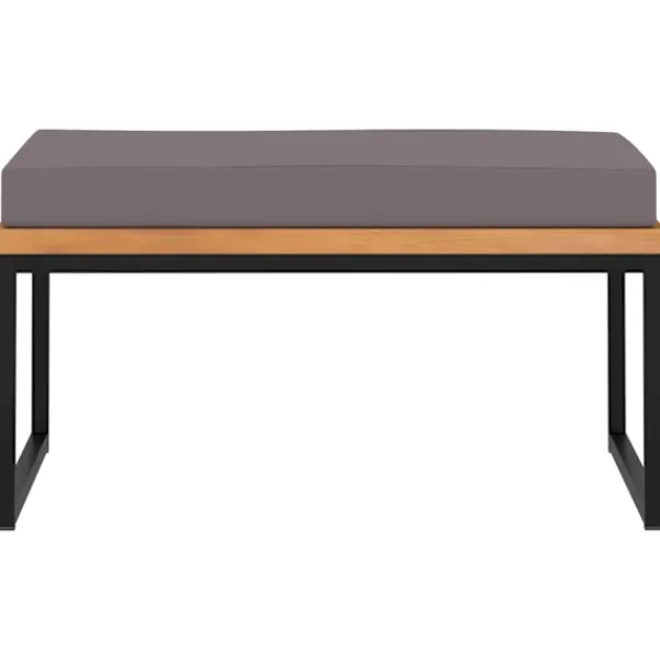 vidaXL Sittpuffar>Fotpall med dyna 66x66x36 cm massivt akaciaträ mörk
