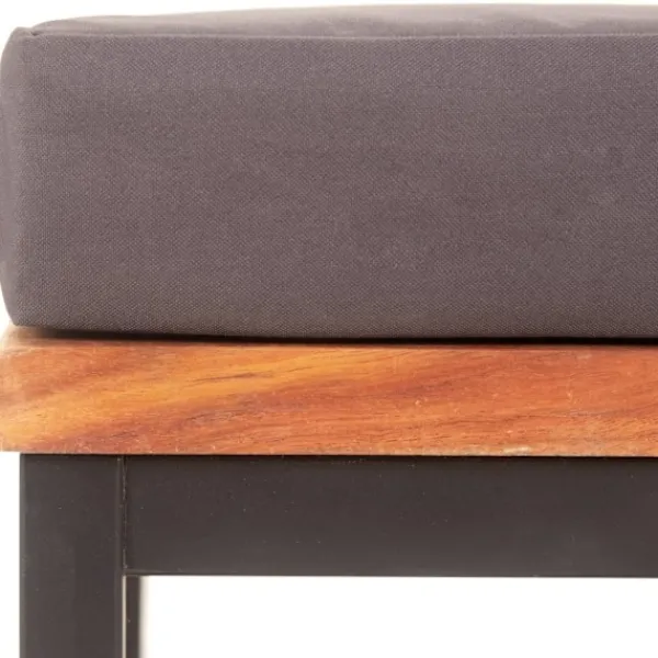 vidaXL Sittpuffar>Fotpall med dyna 66x66x36 cm massivt akaciaträ mörk