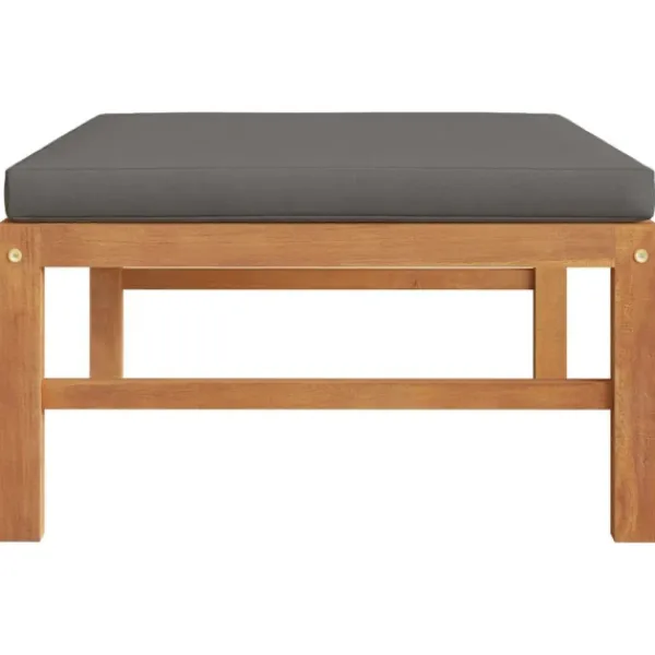 vidaXL Pallar>Fotpall med mörk dyna massiv teak