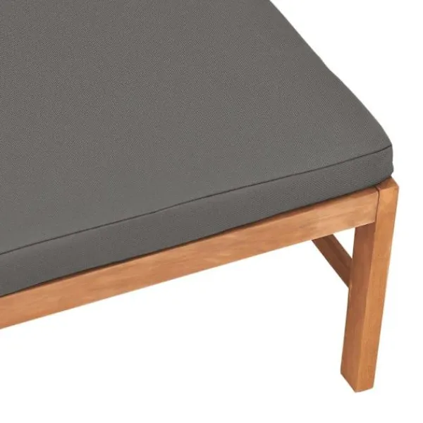 vidaXL Pallar>Fotpall med mörk dyna massiv teak