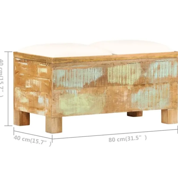 vidaXL Kistor & Koffertar>Förvaringsbänk massivt återvunnet trä 80x40x40 cm