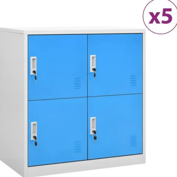 vidaXL Skåp>Förvaringsskåp 5 st ljus och blå 90x45x92,5 cm stål