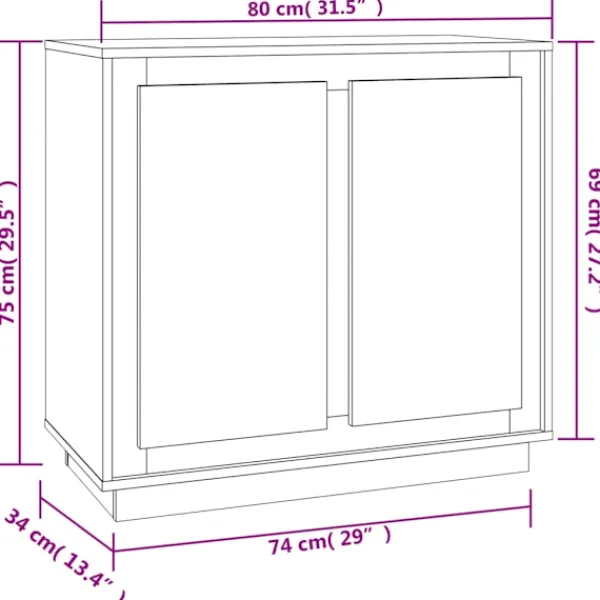 vidaXL Skåp>Förvaringsskåp 80x34x75 cm konstruerat trä