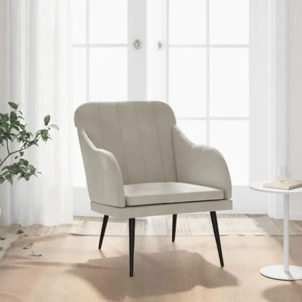 vidaXL Fåtöljer>Fåtölj ljus 63x76x80 cm sammet
