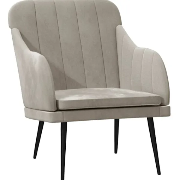 vidaXL Fåtöljer>Fåtölj ljus 63x76x80 cm sammet