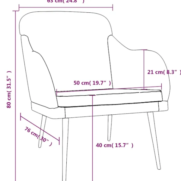 vidaXL Fåtöljer>Fåtölj ljus 63x76x80 cm sammet