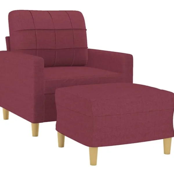 vidaXL Fåtöljer>Fåtölj med fotpall vin 60 cm tyg