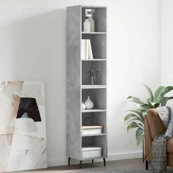vidaXL Hyllor>Högskåp Betong 34,5x32,5x180 cm konstruerat trä