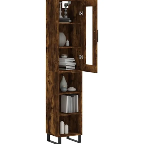 vidaXL Hyllor>Högskåp rökfärgad ek 34,5x34x180 cm konstruerat trä