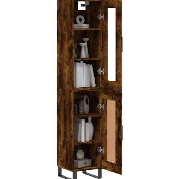 vidaXL Skåp>Högskåp rökfärgad ek 34,5x34x180 cm konstruerat trä