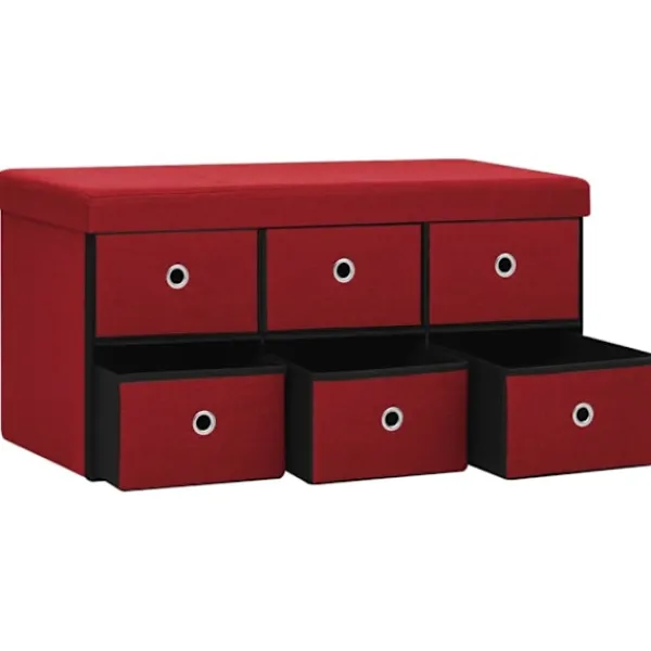 vidaXL Kistor & Koffertar>Hopfällbar förvaringsbänk vin 76x38x38 cm konstlinne