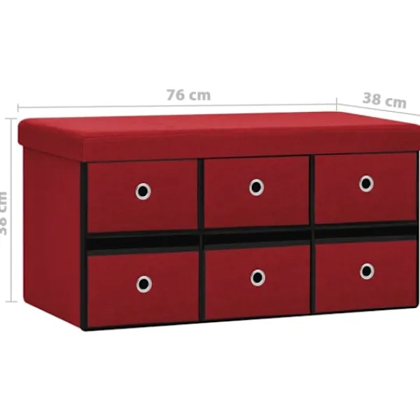 vidaXL Kistor & Koffertar>Hopfällbar förvaringsbänk vin 76x38x38 cm konstlinne