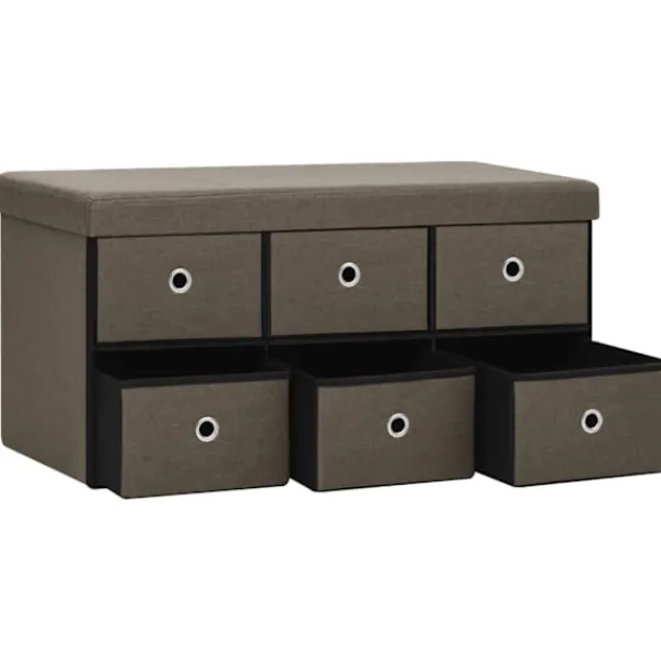 vidaXL Kistor & Koffertar>Hopfällbar förvaringsbänk 76x38x38 cm konstlinne