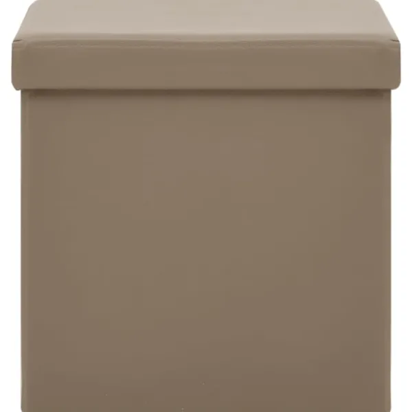 vidaXL Pallar>Hopfällbar förvaringspall cappuccino PVC