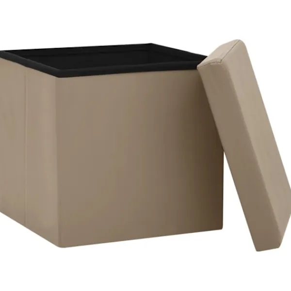 vidaXL Pallar>Hopfällbar förvaringspall cappuccino PVC