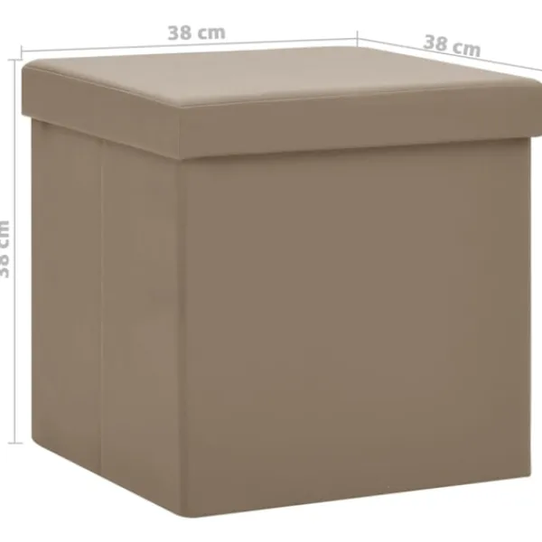 vidaXL Pallar>Hopfällbar förvaringspall cappuccino PVC