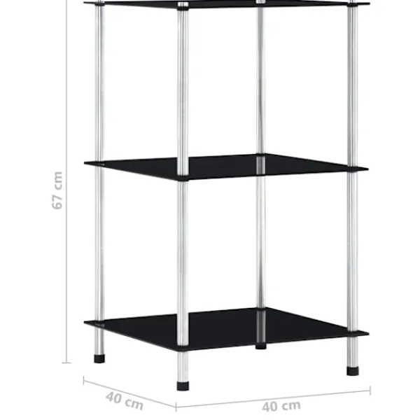 vidaXL Hyllor>Hylla 3 hyllplan 40x40x67 cm härdat glas