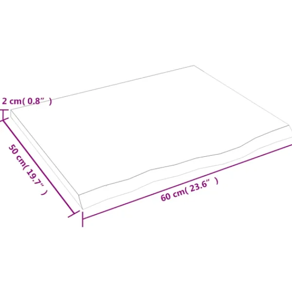 vidaXL Hyllor>Hyllplan 60x50x2 cm obehandlad massiv ek