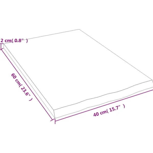 vidaXL Hyllor>Hyllplan 40x60x2 cm obehandlad massiv ek