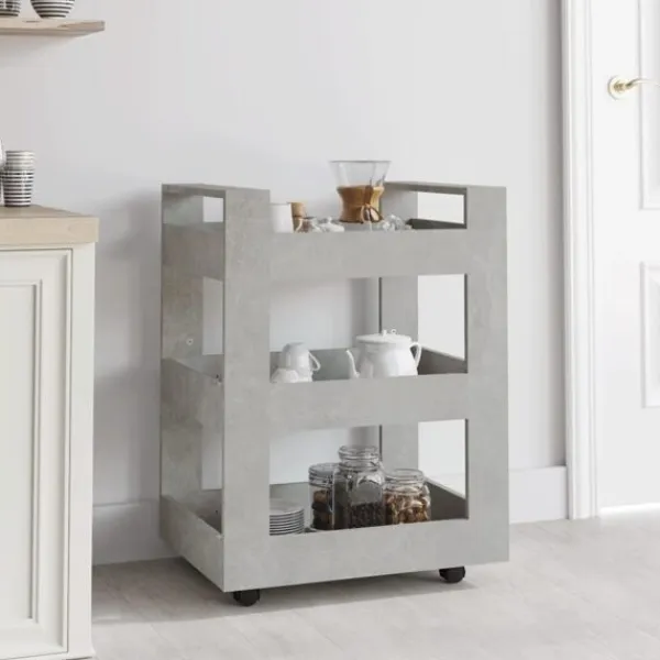 vidaXL Köksö>Köksvagn betong 60x45x80 cm konstruerat trä