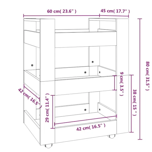 vidaXL Köksö>Köksvagn betong 60x45x80 cm konstruerat trä