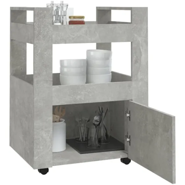 vidaXL Köksö>Köksvagn betong 60x45x80 cm konstruerat trä