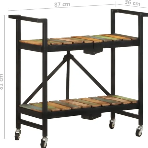 vidaXL Köksö>Köksvagn 87x36x81 cm massivt återvunnet trä