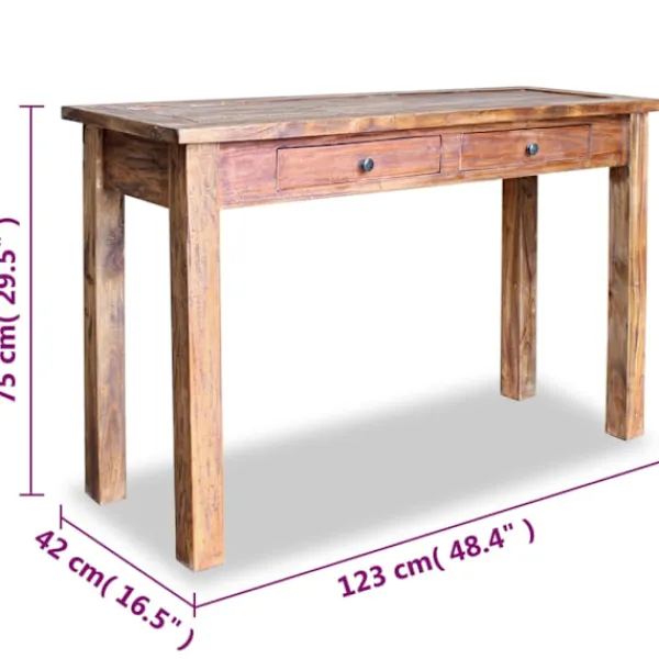 vidaXL Småbord>Konsolbord massivt mahognyträ 123x42x75 cm
