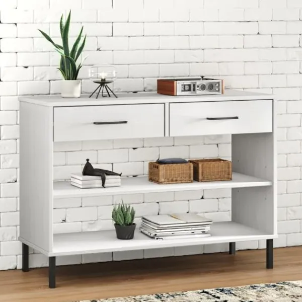 vidaXL Sideboards>Konsolbord med metallben OSLO massiv furu