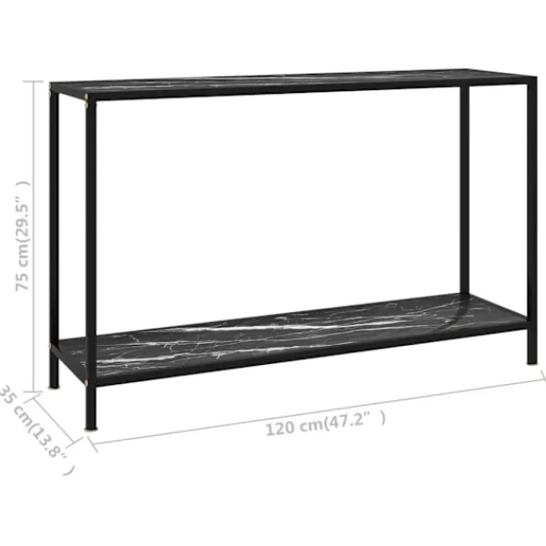 vidaXL Småbord>Konsolbord 120x35x75 cm härdat glas