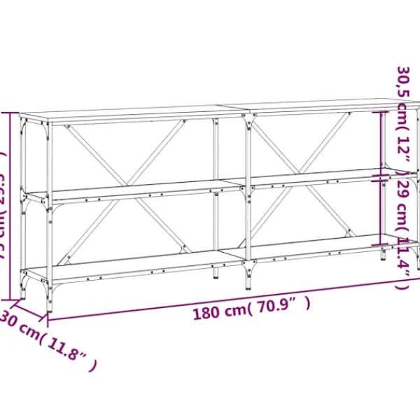vidaXL Hyllor>Konsolbord 180x30x75 cm konstruerat trä och järn