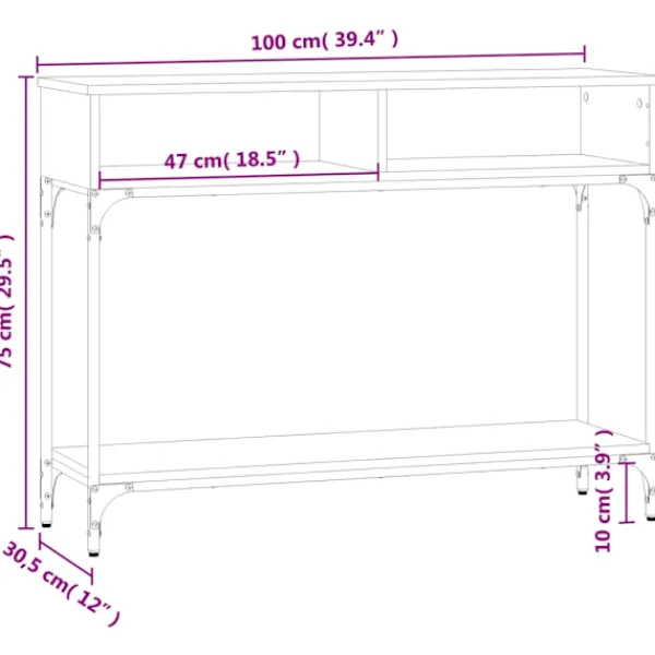 vidaXL Småbord>Konsolbord 100x30,5x75 cm konstruerat trä