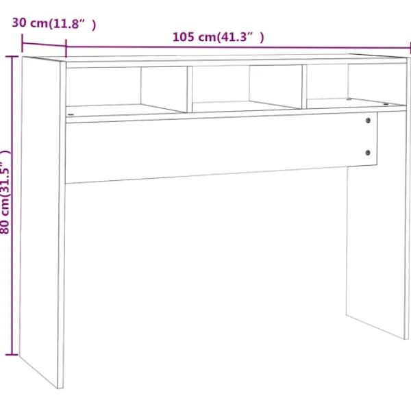 vidaXL Småbord>Konsolbord högglans 105x30x80 cm konstruerat trä