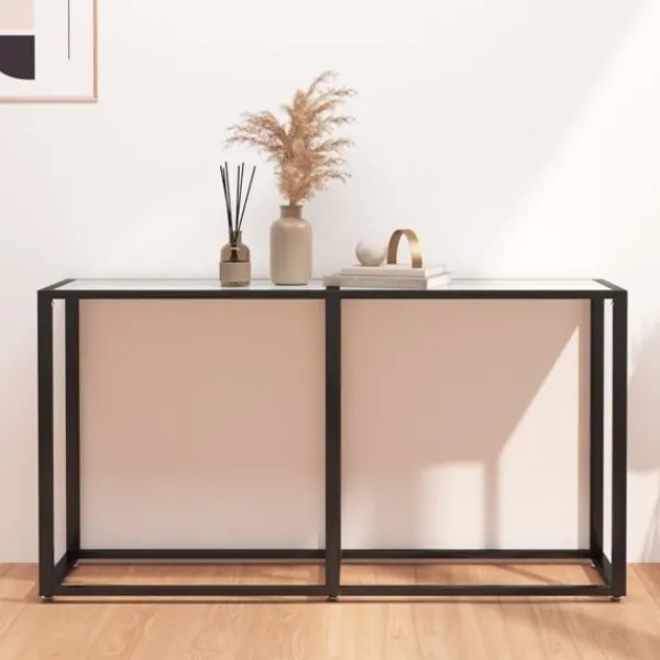 vidaXL Småbord>Konsolbord marmor 140x35x75,5 cm härdat glas