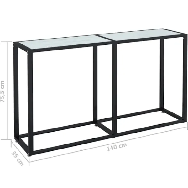 vidaXL Småbord>Konsolbord marmor 140x35x75,5 cm härdat glas