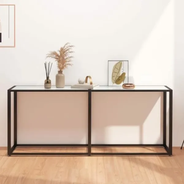 vidaXL Småbord>Konsolbord marmor 180x35x75,5 cm härdat glas