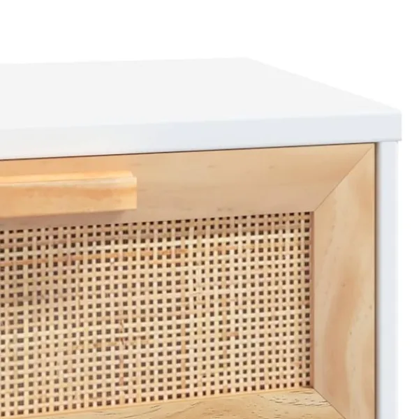 vidaXL Sminkbord>Konsolbord 80x30x75 cm massiv furu och naturlig rotting