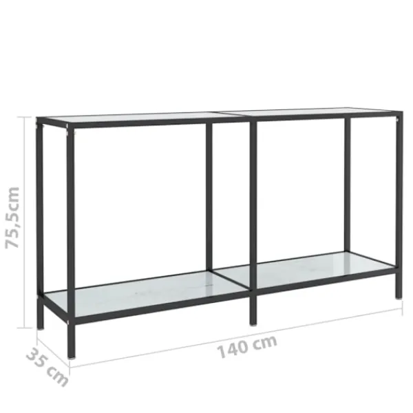vidaXL Småbord>Konsolbord 140x35x75,5 cm härdat glas