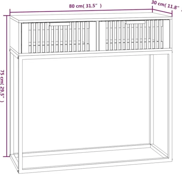 vidaXL Småbord>Konsolbord 80x30x75 cm konstruerat trä och järn