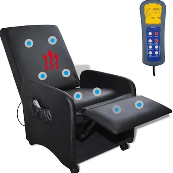 vidaXL Fåtöljer>Massagefåtölj i konstläder hopfällbar