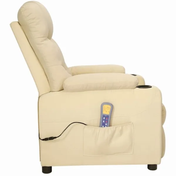 vidaXL Fåtöljer>Massagefåtölj med uppresningshjälp gräddvit tyg