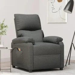 vidaXL Fåtöljer>Massagefåtölj med uppresningshjälp mörk tyg