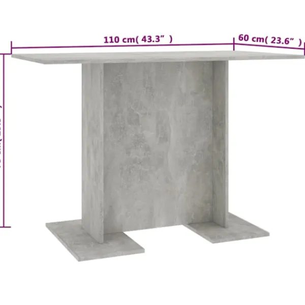 vidaXL Matbord>Matbord betong 110x60x75 cm konstruerat trä