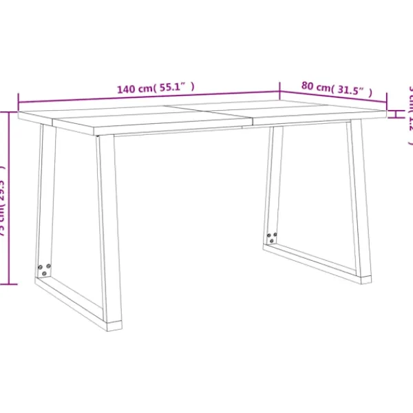 vidaXL Matgrupper>Matbord med levande kant 140x80x75 cm massivt akaciaträ