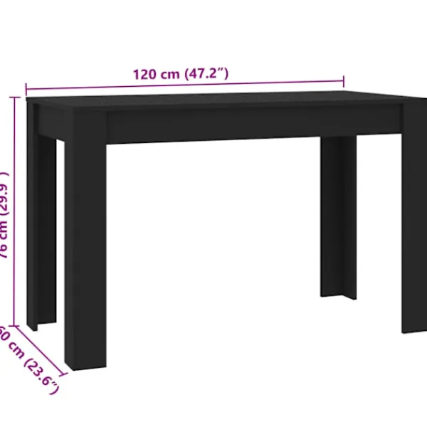 vidaXL Matbord>Matbord 120x60x76 cm konstruerat trä
