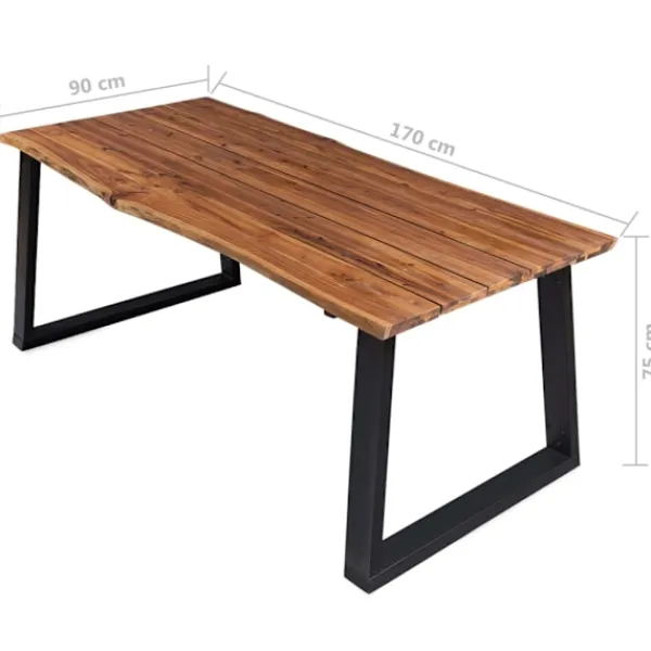 vidaXL Matbord>Matbord 170x90x75 cm massivt akaciaträ