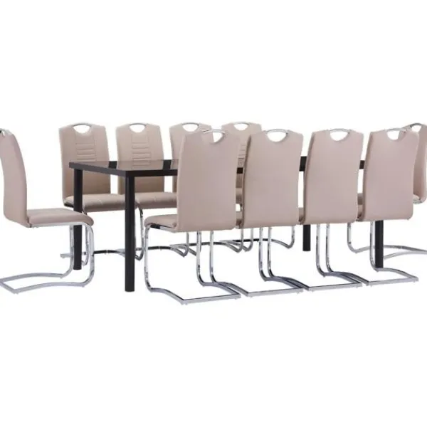 vidaXL Matgrupper>Matgrupp 11 delar konstläder cappuccino